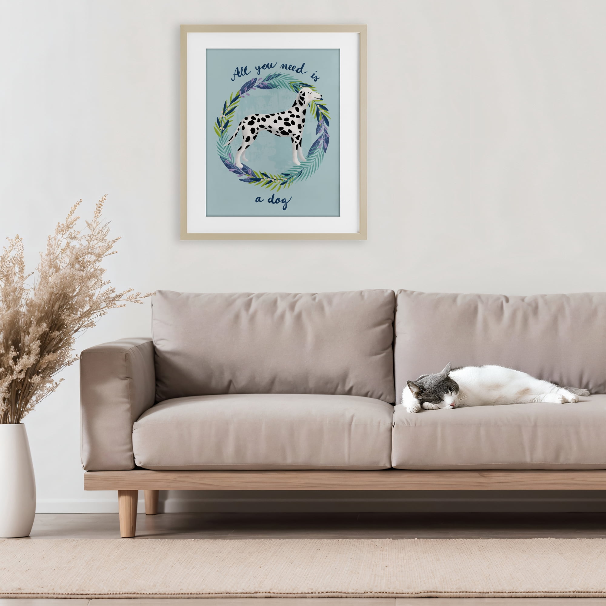 Stupell Industries All You Need Is A Dog Birch Framed Print Under Glass, design by Metka Hiti
