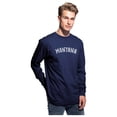 thumbnail image 2 of Daxton Retro Montana Arch Font Long Sleeves T Shirt Soft Medium Weight Cotton, Navy Tee White Font, XS, 2 of 2