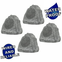 Theater Solutions 4R6G Outdoor Granite 6.5" Rock 4 Speaker Set for Deck Pool Spa Yard Garden