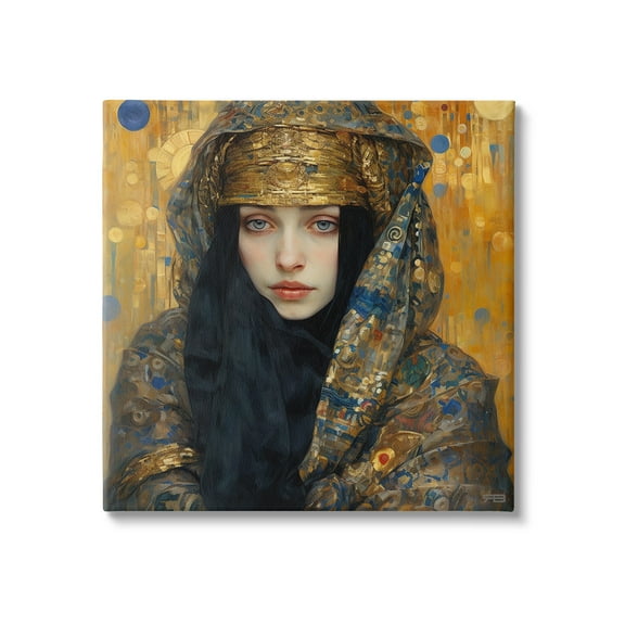 Stupell Industries Woman with Ornate Veil Abstract Painting Gallery Wrapped Canvas Art Print Wall Art, 17 x 17