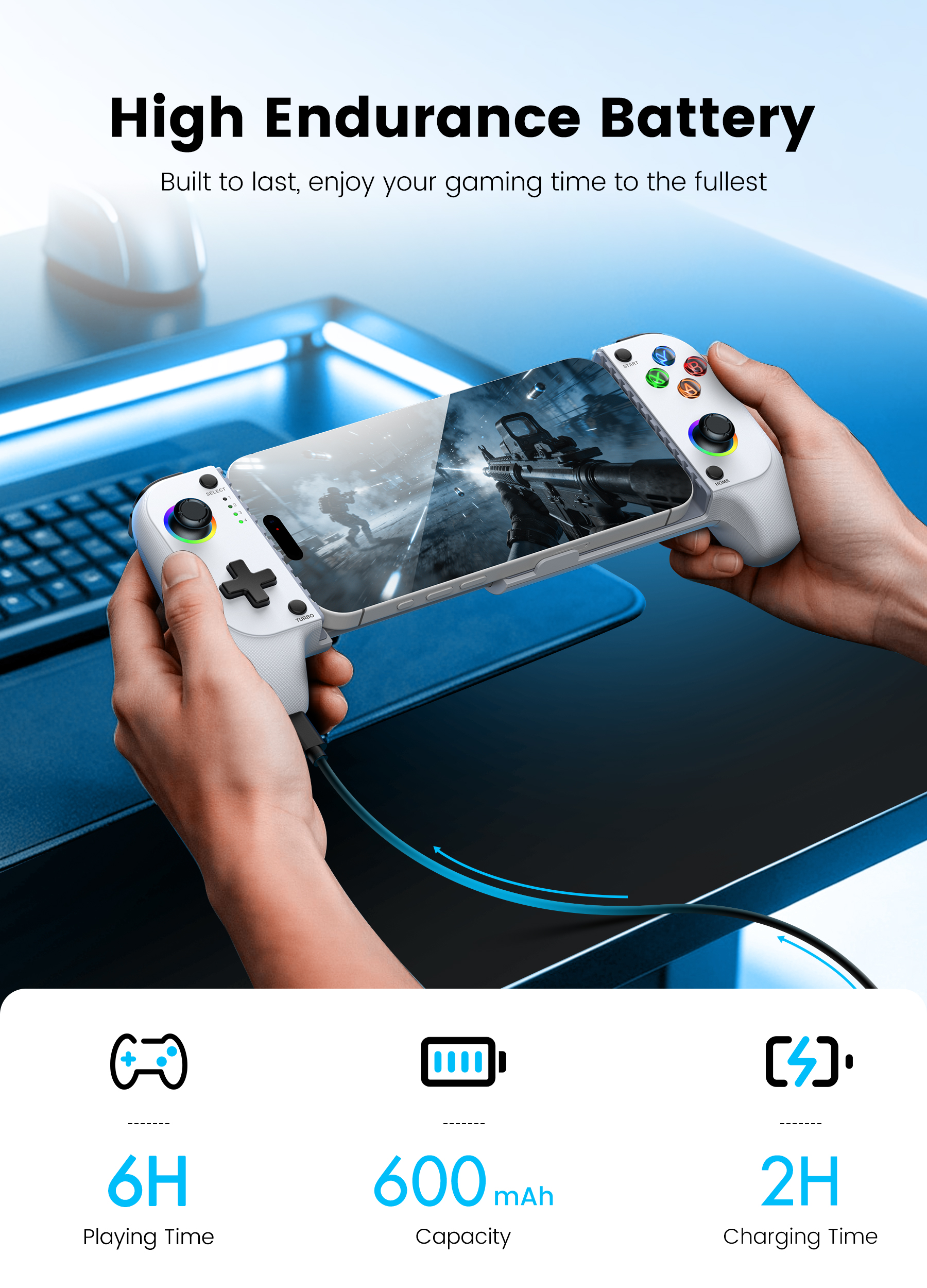 Esywen Mobile Gaming Controller Wireless White photo 7
