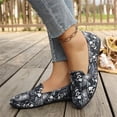 thumbnail image 5 of IEMIEMIEM Women's Ballet Flats Rose Print Loafer Flats Vintage Slip On Round Toe Soft Loafers Canvas Casual Work Flat Shoes Gray 7.5 Wide, 5 of 5
