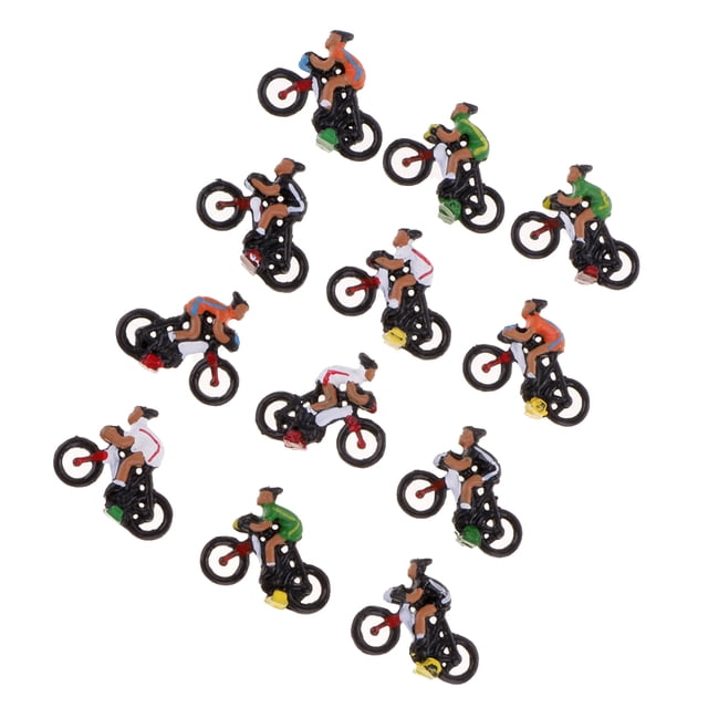 Paquete de 12 Piezas de Diorama de Bricolaje Hugo Ciclista en miniatura 1:87