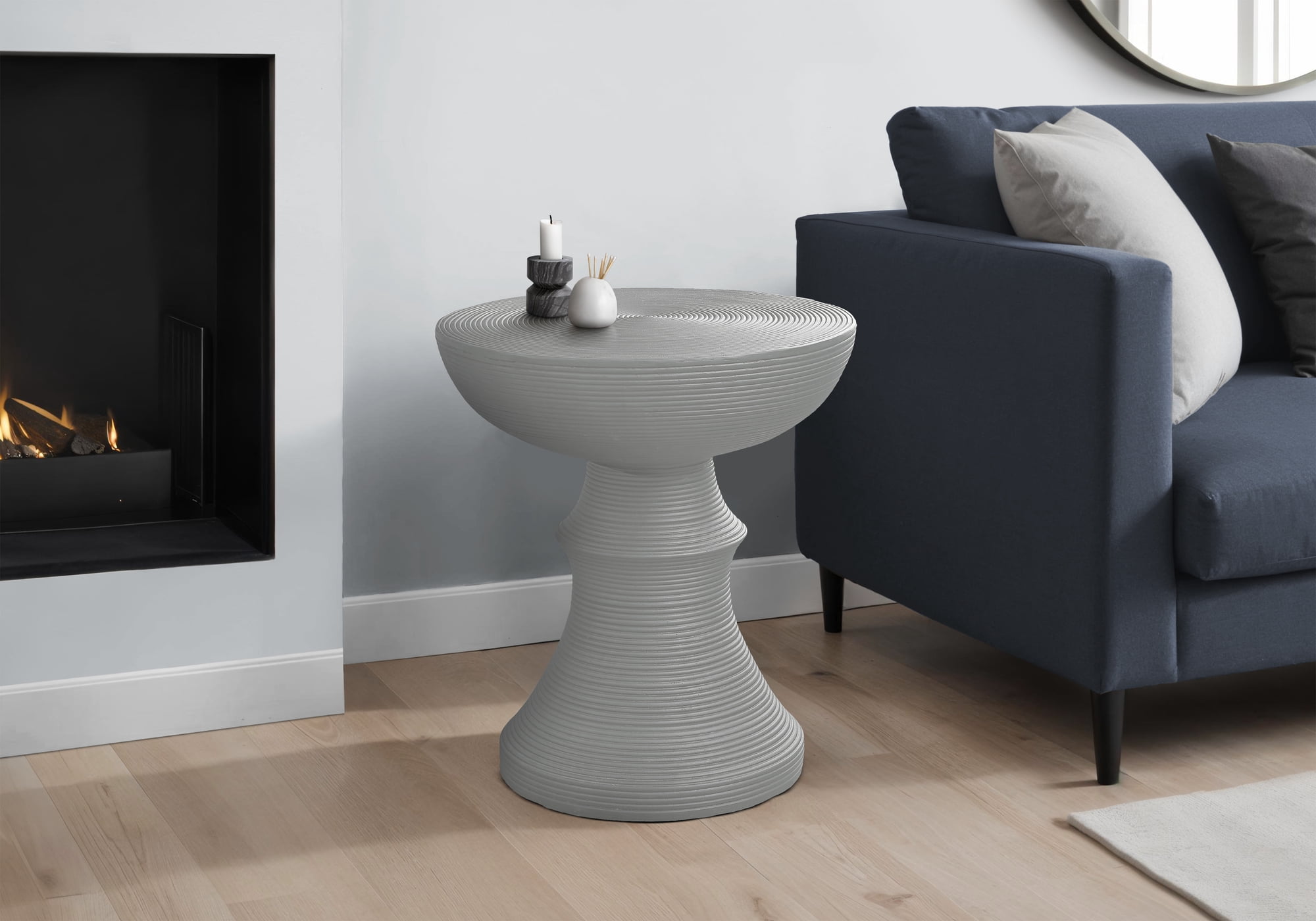 Monarch Specialties - Table D'Appoint, 25"H, Intérieur Ou Extérieur, Table D'Appoint, Bout, Chambre À Coucher, Salon, Table De Nuit, Rond, Gris, Contemporain, Moderne