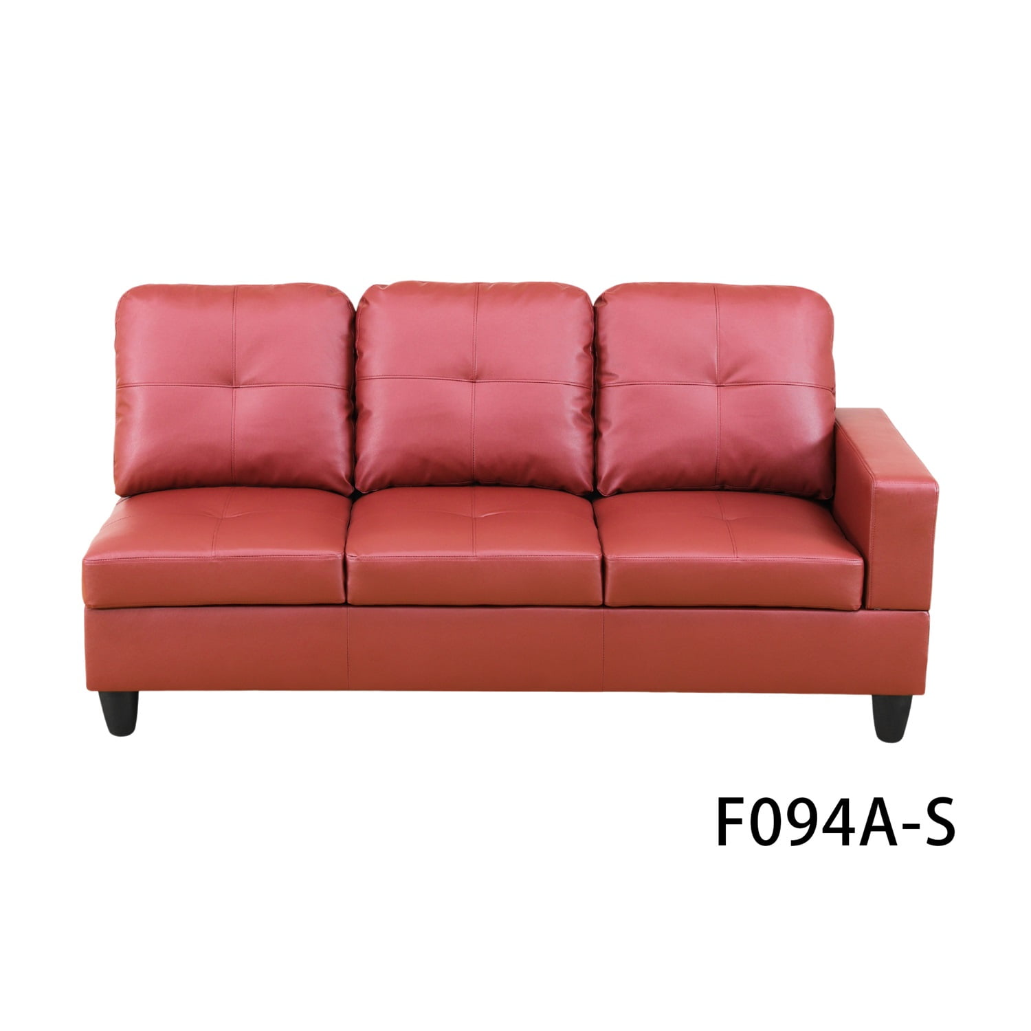 Hommoo Modern L-Shaped Couch Sofa, Faux Leather Living Room Furniture Set, 4-Seat Sectional Sofa for Home & Office, 17.5'' Back Height, Red(No Ottomans)
