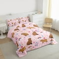 thumbnail image 3 of Manfei Cute Cartoon Capybara Bedding Comforter Set,Girls Flower Floral Twin Comforter Sets,Pink Brown Bedding Set For Princess,Microfiber Bedroom Decor Reversible,2-Piece, 3 of 8