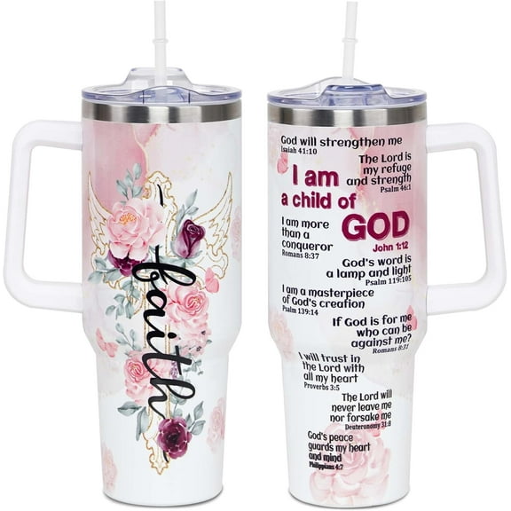 Christian 40 OZ Tumbler, Christian Gifts For Women Faith, Mother's Day, Birthday, Christmas Gifts for Women, Inspirational, Religious Gifts For Mom, Friend, Sister, Grandma, I Am A Child of God Cup