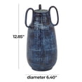 thumbnail image 4 of DecMode 13" Blue Ceramic Vase with Handles, 4 of 10