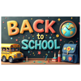 thumbnail image 3 of Colorful Back to School Banner with Apple Alarm Clock and Backpack Elements Backdrop for Classroom Decorations School Party Photography Props Supplies, 3 of 4