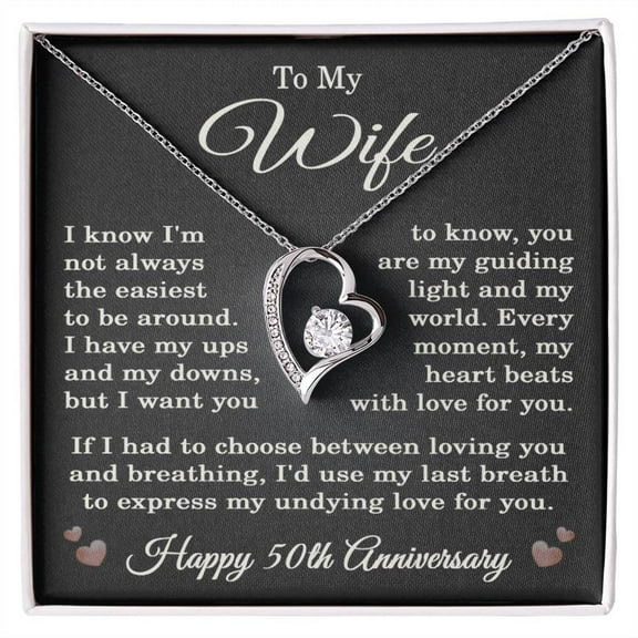 50th Anniversary Necklace for Wife from Husband 50 Years Anniversary Jewelry for Her Women Forever Love Pendant
