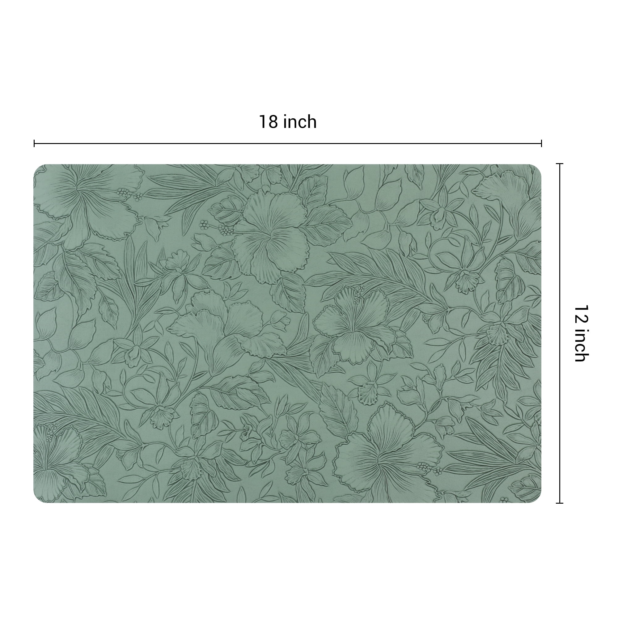 Unique Bargains Set of 6 Faux Leather Placemats for Kitchen Dining Table Decor Green
