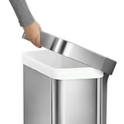 simplehuman Kitchen Trash Can, 11.8 Gallon Stainless Steel Step Garbage Bin with Soft Close Lid. Silver