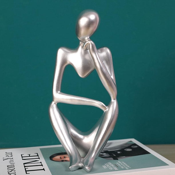 Escultura de , manualidades, estatuilla de escritorio, estantería de oficina en hogar, estatuas decorativas, decoración, regalos de Plata izquierda Soledad Estatua de resina abstracta