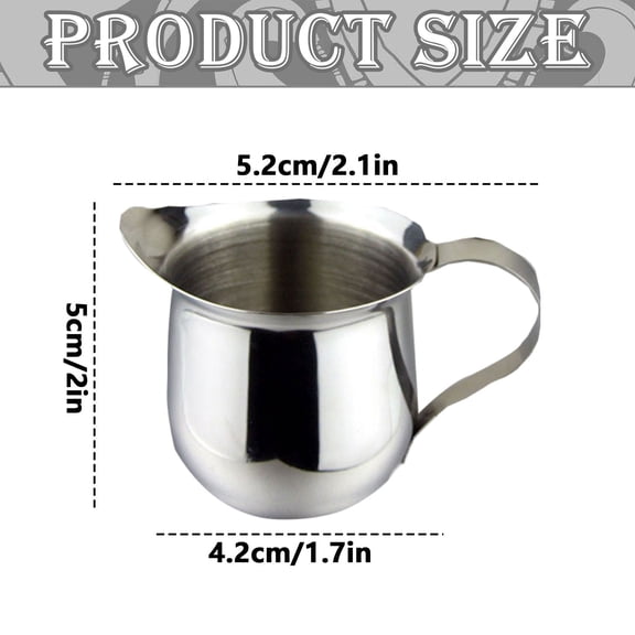 Elapind Stainless Steel Milk Frothing Pitcher 2 Oz, 60Ml Latte Art Cup Espresso Machine Accessories, Steaming Jug for Cappuccino Coffee Milk Hot Chocolate Cups,Silver