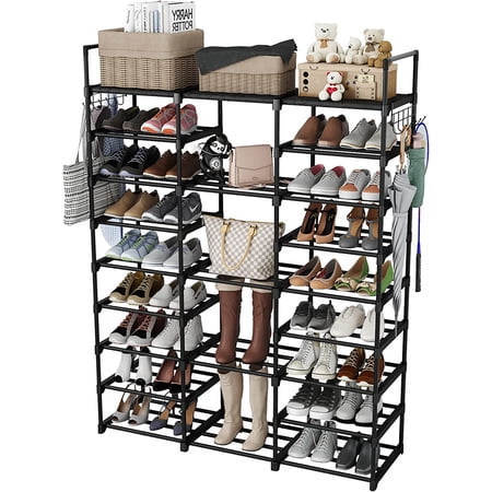 Shoe Rack Organizer for Entryway Closet, 9 Tiers Metal Shoe Storage Shelf for 50-55 Pairs Shoe and Boots, Space Saving Large Shoe Cabinet for Bedroom Cloakroom Hallway