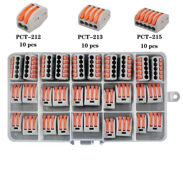 Terminales de Conexión, Conector Eléctrico 300 Abrazaderas con Palanca de Operación, Terminal de Conexión Eléctrica Automática Compacta, 10 Abrazaderas de 2 Vías, 10 Abrazaderas de 3 Vías, 10 Abraza