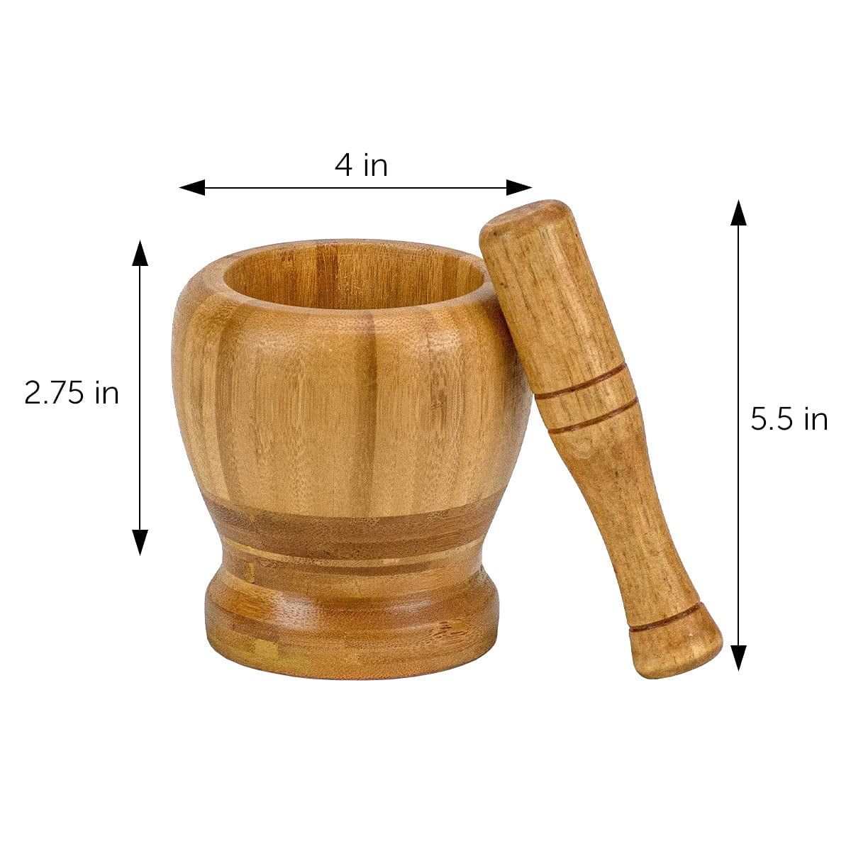 DecorRack Bamboo Mortar and Pestle, 4 inch