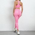 thumbnail image 2 of Traje de Yoga para mujer, traje deportivo ajustado con estampado de leopardo rosa de dos piezas, traje deportivo de cintura alta, tops y pantalones, 2 of 5