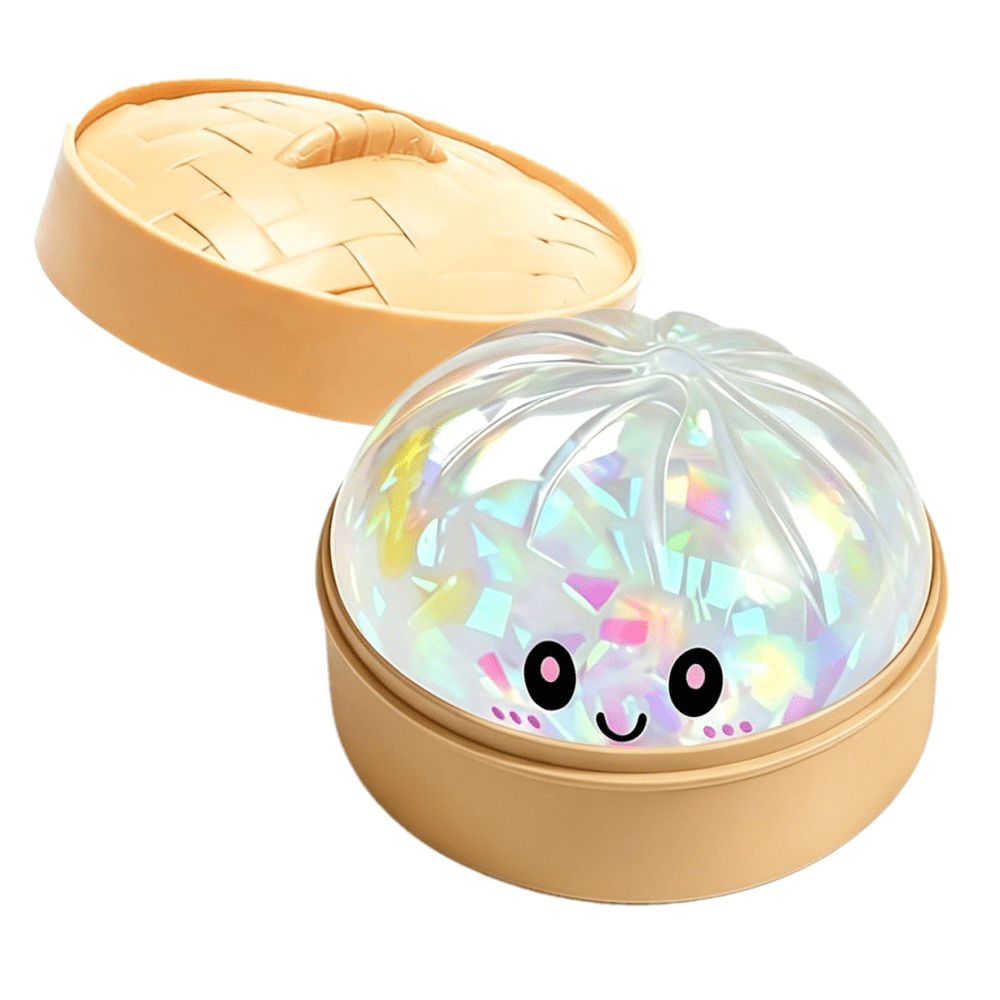 Dumpling Squishies, Glitter Dumpling Mystery Box, Colorful Dumplings Stress Balls Fidget Sensory Toys, Stocking Stuffers with Food Steamer Stretchy Desk Toys Great Gifts