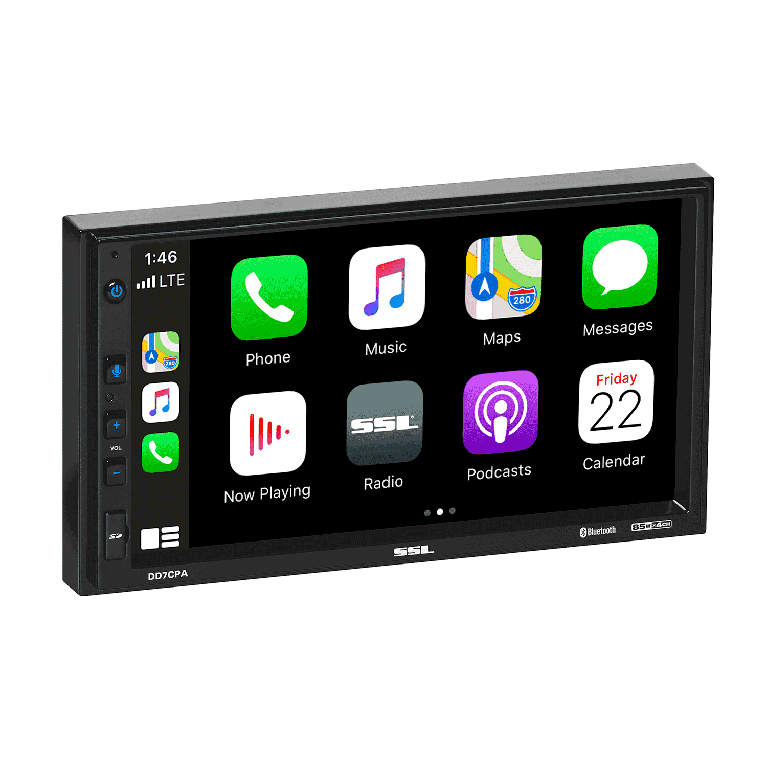 Sound Storm Laboratories DD7CPA Car Stereo - Apple CarPlay, Android Auto, Double Din, 7 inch Touchscreen, Bluetooth Audio, No CD DVD Player, AM/FM Radio Receiver, Wireless Remote Control