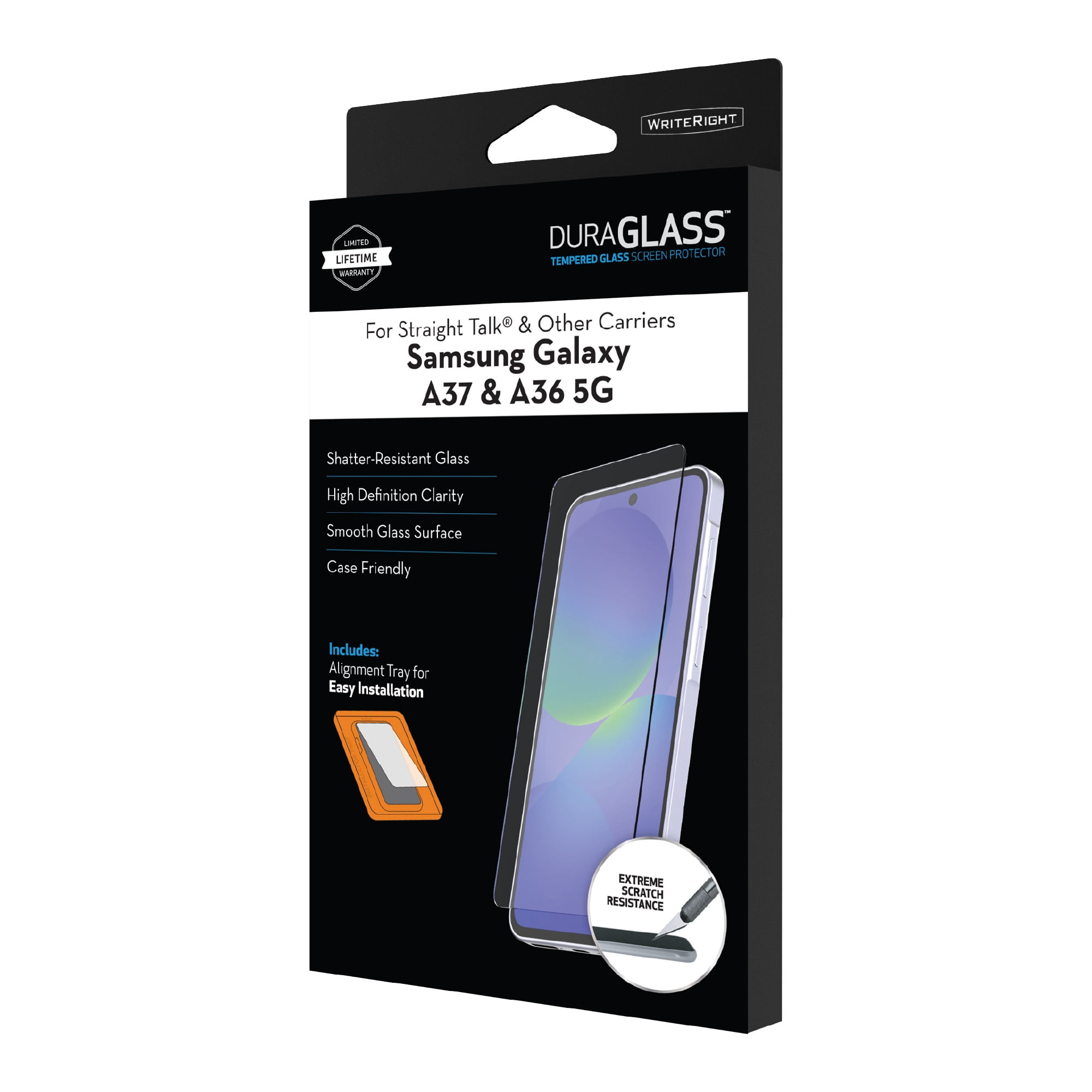 DuraGlass Tempered Glass Screen Protector with Quick Installation Tray for Samsung Galaxy A37 5G / A36 5G