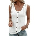 thumbnail image 3 of DYMADE Womens Summer Sleeveless Round Neck Buttons Draw String Solid Color Basic Tank Tops, 3 of 4