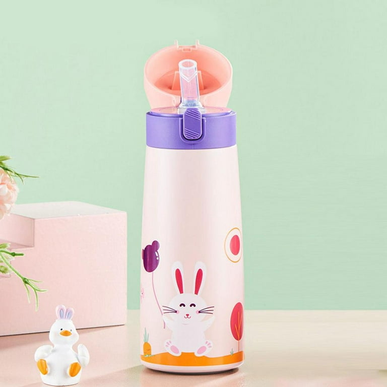 500ml Kids Thermos Mug With Straw Stainless Steel Cartoon Vacuum Flask With  Bag Children Cute Thermal Water Bottle Tumbler