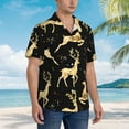 thumbnail image 6 of Uemuo Christmas Gold Deers Printed Regular Fit Short Sleeve Casual Hawaiian Shirt for Men,Aloha shirt,Tropical shirt,Floral print shirt,Vacation Beach shirt-XX-Large, 6 of 9