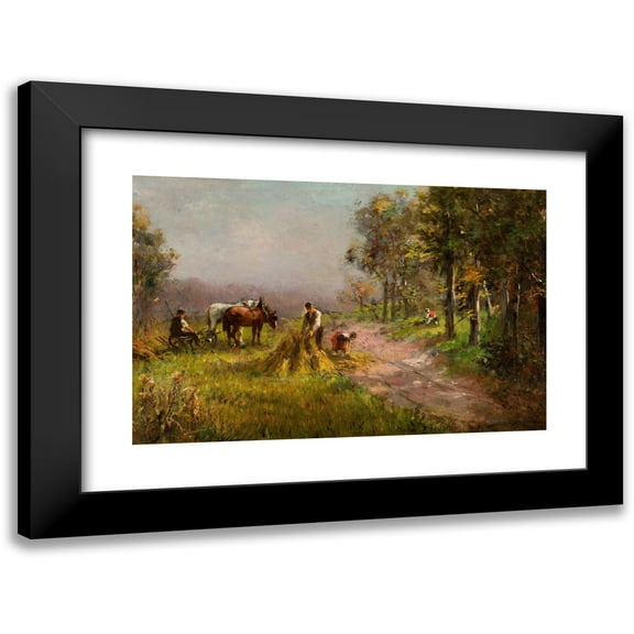 P. De Bruin 14x11 Black Modern Framed Museum Art Print Titled - Hay Harvest