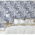 thumbnail image 2 of S4Sassy Peel and Stick Wall Covering, Floral Garden Wallpaper Removable Wallwrap - Blue Instant Wall Mural for Bedroom, Bathroom, Laundry Room, Closet Interior (25"x120" inch), 2 of 5