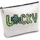thumbnail image 1 of Bolsas de maquillaje Lucky, bolsa de lona para cosméticos, estuche multiusos con cremallera, bolsas de trébol verde, neceser de viaje, organizador portátil de maquillaje., 1 of 9