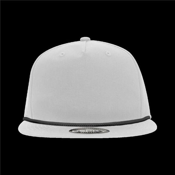 Decky 6042-7WHTBLK 5 Panel Plastic Snapback High Profile Relaxed Cotton Blend Rope Hat - Black