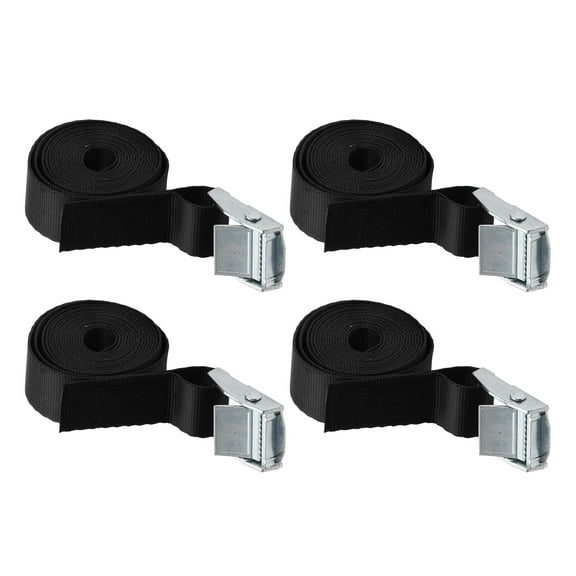Unique Bargains Ratchet Tie Down Straps Adjustable 350kg 200cm/78.74" 4 Pcs Black