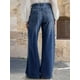 thumbnail image 3 of Vaqueros anchos Flamingals para mujer, cintura media, azul marino, XL, 3 of 6