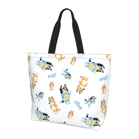 Saiise Bluey Print Tote Bags for Women Travel Reusable Grocery Shopping Shoulder Handbag Go-to Everyday Bag for Work