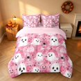 thumbnail image 3 of Homewish Cute Ghost Pumpkin Queen Bedding for Girls, Halloween Spider Bow Bedding Comforter Set Queen, Soft Pink, Pink Reversible 7 Pieces, 3 of 7
