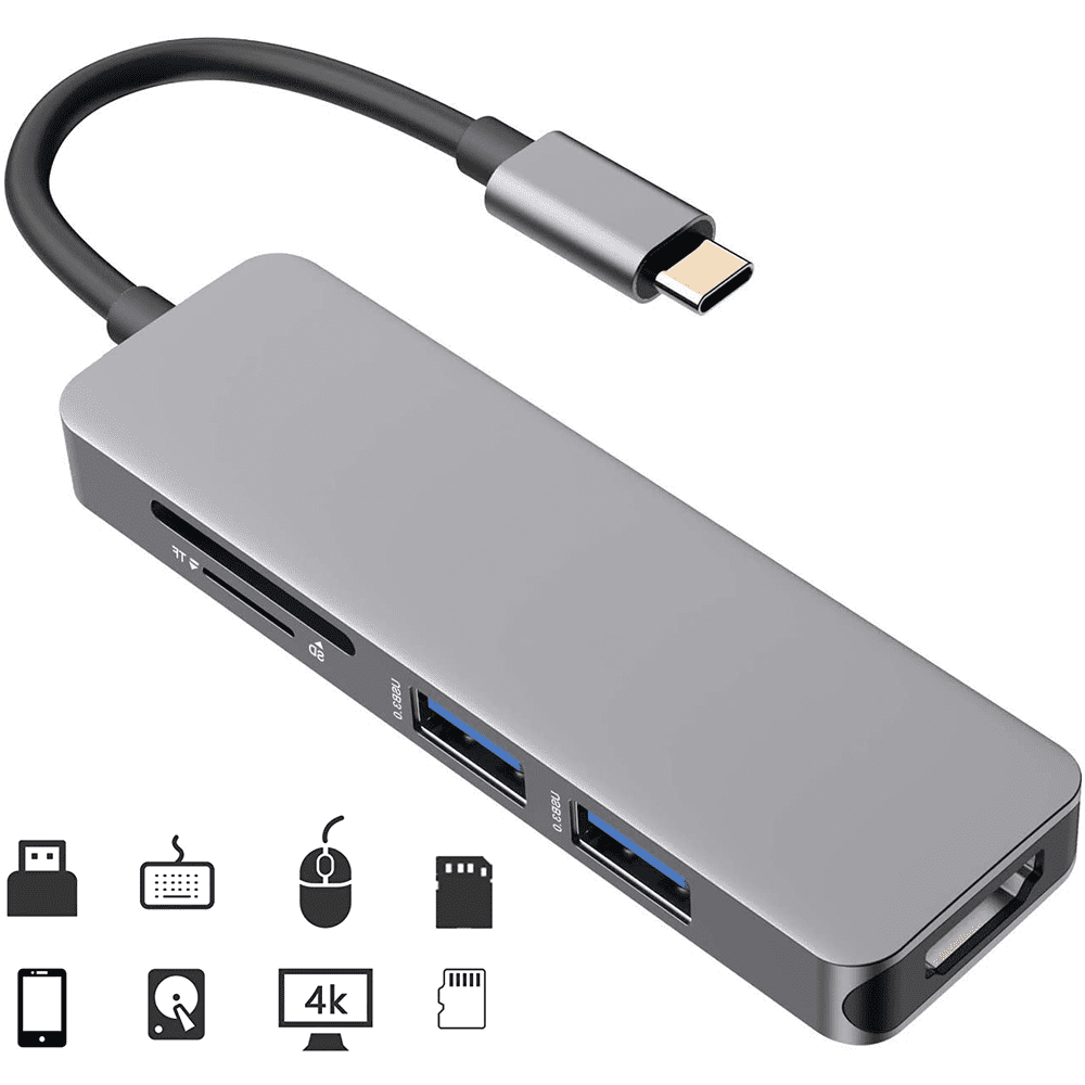 Super High‑Speed 5Gbps Transfer Rate Dock 4K High Definition Adapter Convenient for Mobile Office 5‑in‑1 Type‑C Hub to for HDMI+USB+PD Adapter USB C Hub 