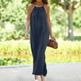 thumbnail image 4 of Womens Linen Halter Dress Sleeveless Long Dress Loose Fit Lace-up Keyhole Back Summer Casual Beach Sundress (L, Black), 4 of 6