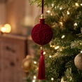 thumbnail image 6 of DefiDgd 3.15inch Christmas Flocked Ball with Tassel Adorned,Embossed Velvet Hanging Ball Decor for Christmas Tree Wall Window Wedding Holiday Party Home Ornament(A), 6 of 7