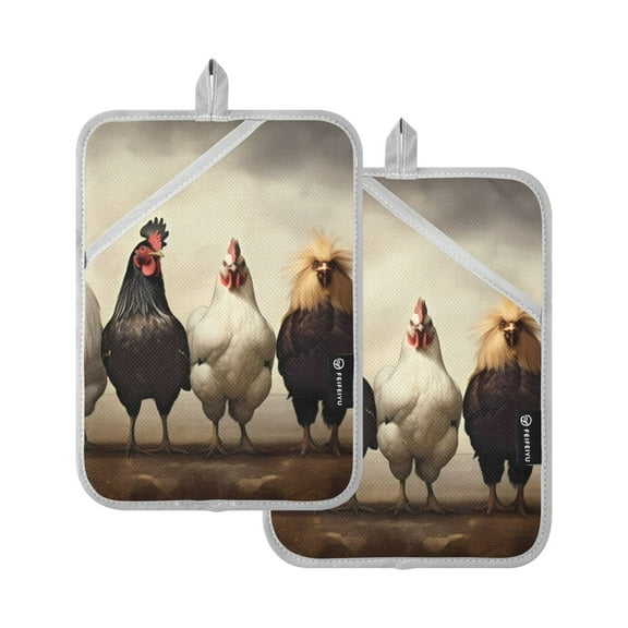 Various Color Chicken Oven Mitts 2 Pcs Pot Holders Sets Heat Resistant for Kitchen Cooking Baking 7"x9.8"