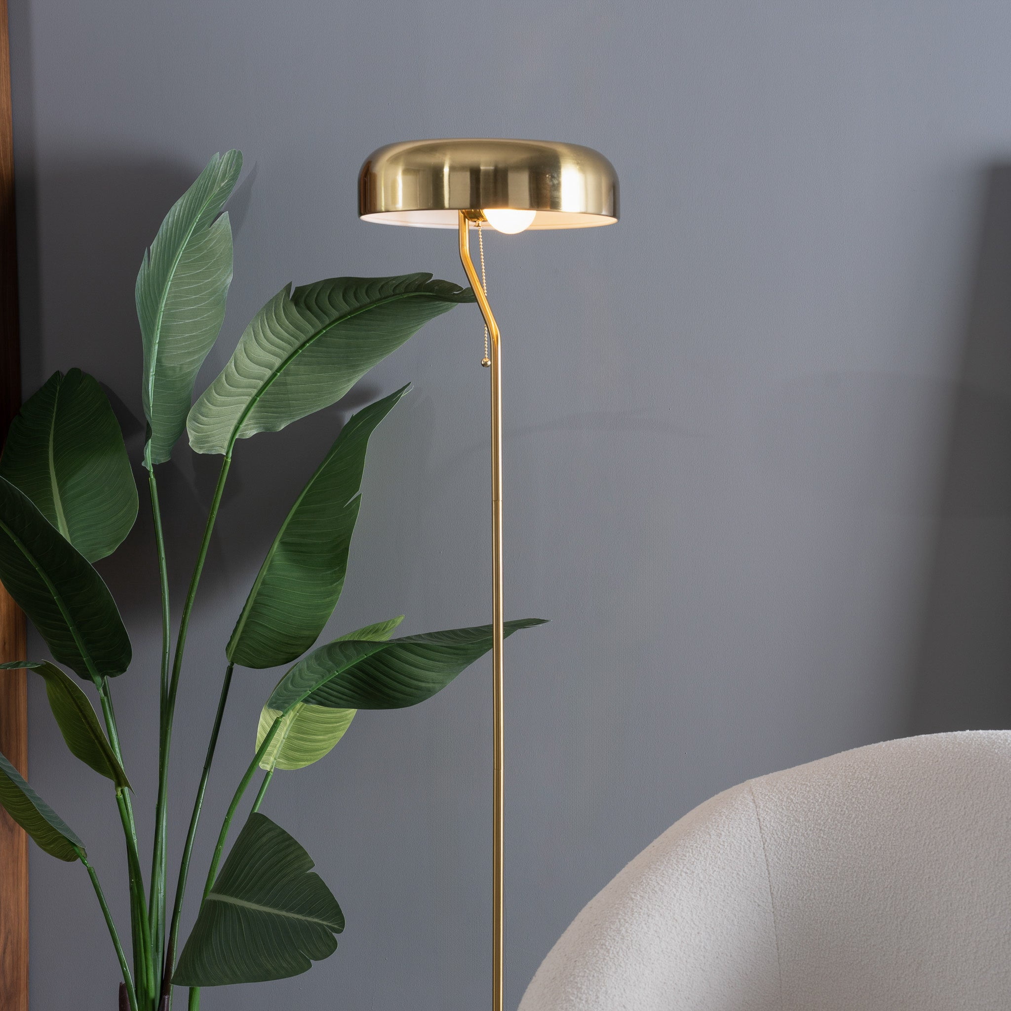 Tall Corner Floor Lamp for Living Room, Bedroom & Office Space Illumination, Spectra Floor Lamp - Gold outer and White inner 110~120V