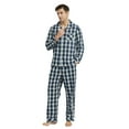 thumbnail image 4 of Vulcanodon Mens Pajama Set 100% Cotton, Long Sleeve Button Down PJ Set for Men Plaid Men's Sleepwear(Navy-Plaid, M), 4 of 6