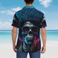 thumbnail image 4 of Sikiie Punk Style Blue Haired Skull Print Men's Hawaiian Shirt, Summer Beach Button Pocket Short Sleeve T-Shirt,Medium, 4 of 7