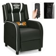 thumbnail image 1 of Gymax Fauteuil Inclinable de Jeu avec Massage, Fauteuil de Course Simple, Sofa Lounge, Siège de Cinéma Maison, Blanc, 1 of 10