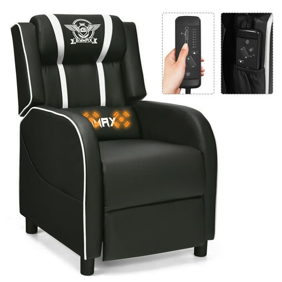 Gymax Massage Gaming Recliner Chair Racing Single Lounge Sofa Home Theater Seat White