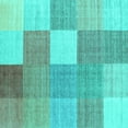 thumbnail image 1 of Ahgly Company Machine Washable Indoor Square Checkered Turquoise Blue Modern Area Rugs, 4' Square, 1 of 4