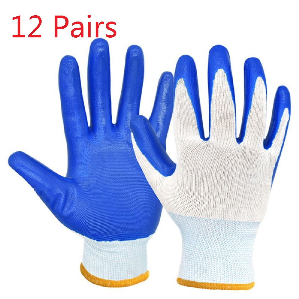 Dropship 12 Pairs Thin PU Coated Work Gloves Nylon Working Gloves