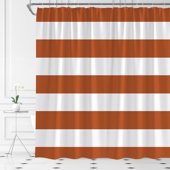 Striped Shower Curtain Orange Boho Striped Modern Fashion Brown Design Pattern Fabric Bathroom Decor Set with Hooks(72" WX72 H)