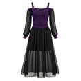 thumbnail image 2 of JOANKDMI Women's Gothic Midi Dress Elegant Vampire Costume Cold Shoulder Sheer Long Sleeve Lace-up Corset for Roleplay Halloween Party Outfit Chic, S-3XL, 2 of 8