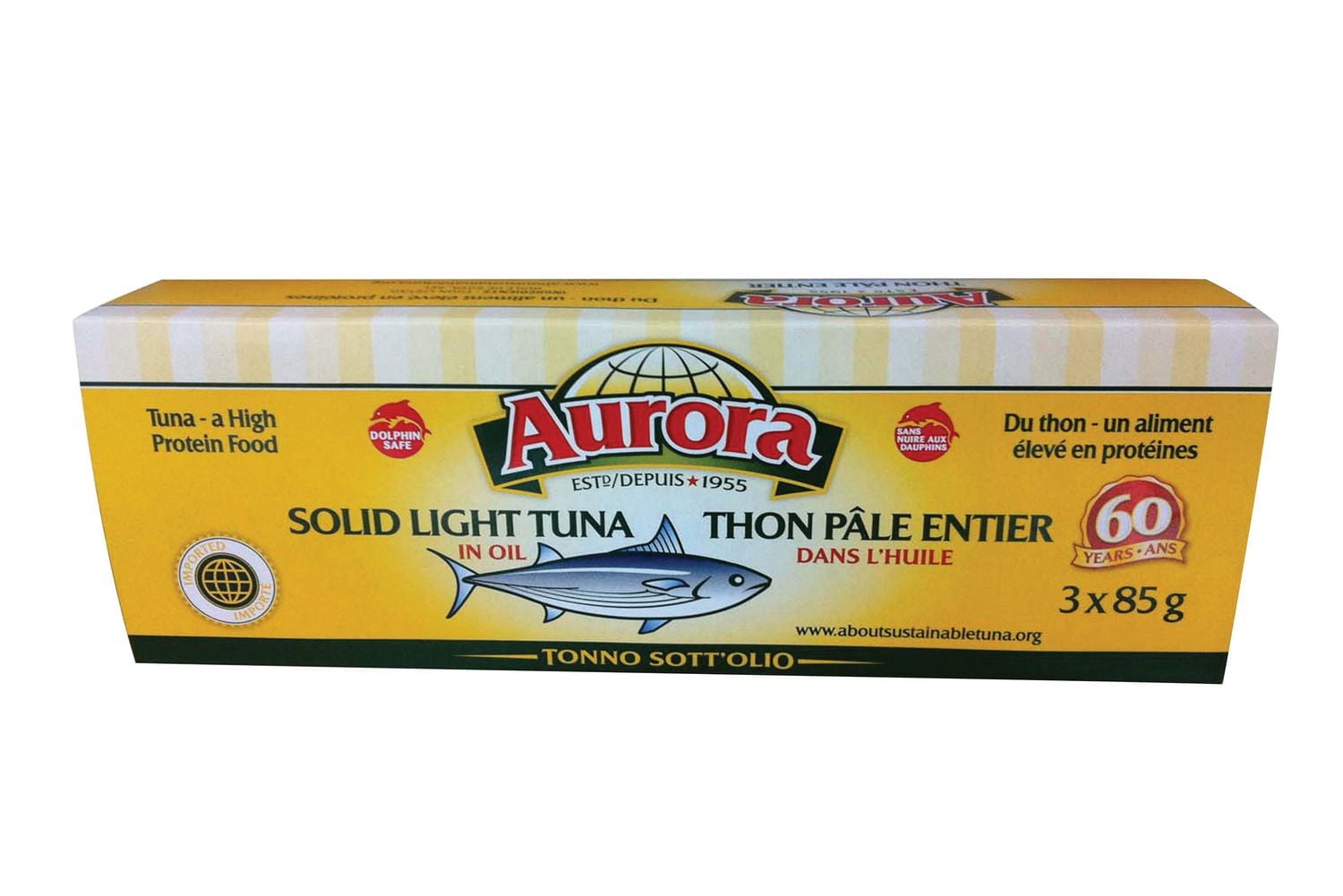 AURORA Solid Light Tuna in Oil, 3 x 85 g